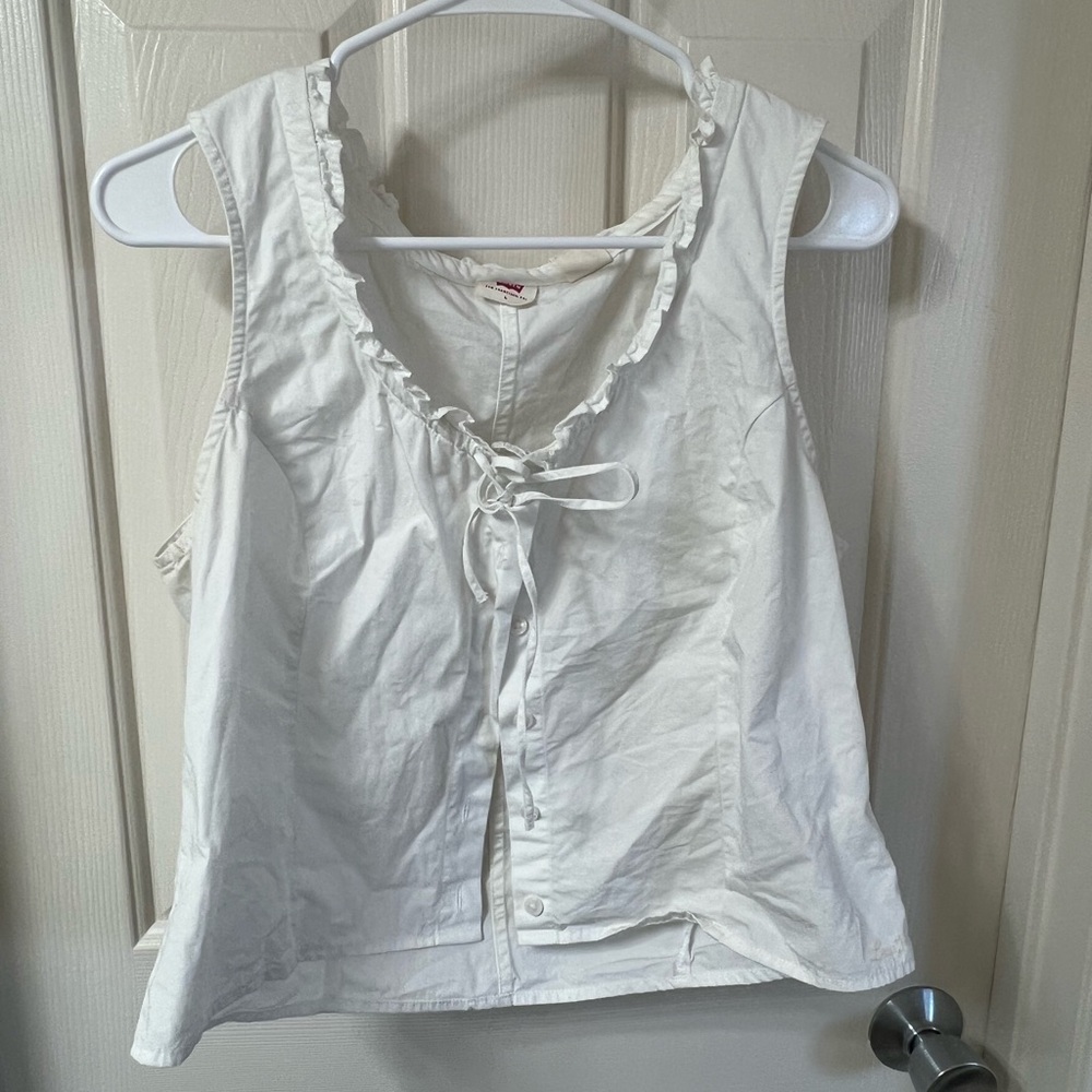 Levi's White Ruffled Tie-Front Blouse